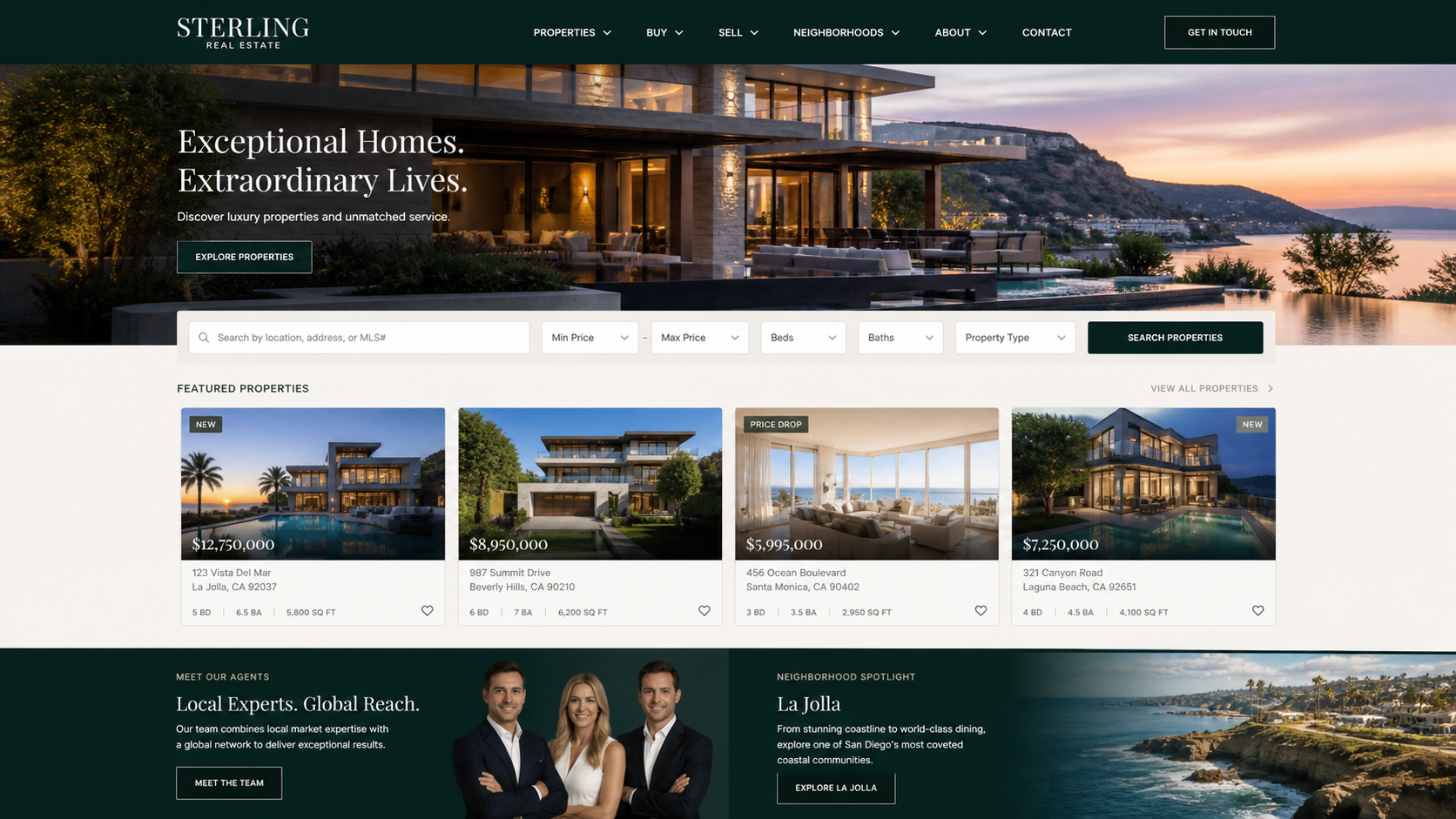 Modern responsive business website interface displayed on a laptop